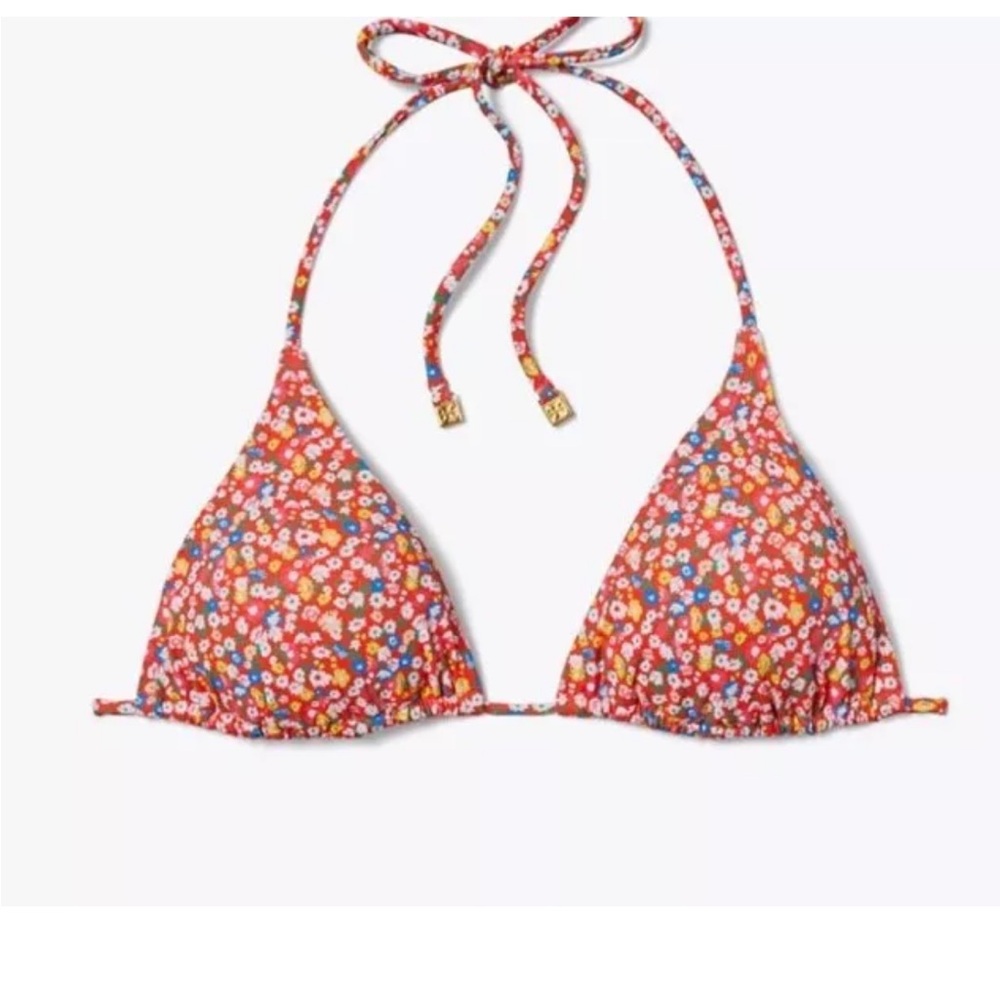 Tory Burch X Shiseido sprinkled flowers triangle bikini top